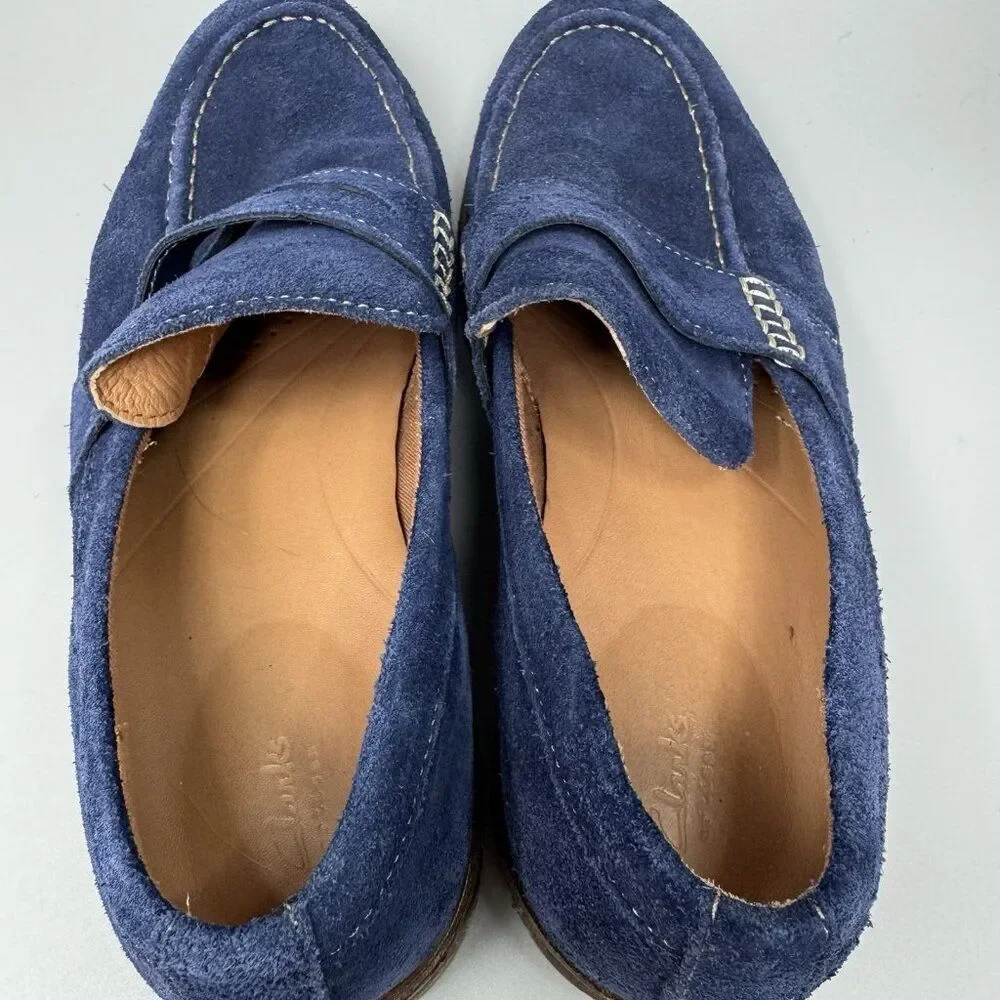 Clarks Artisan Clarkdale Flow Suede Slip On Loafers Mens Size 9.5M Blue